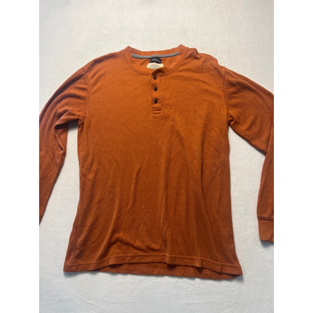 St. John's Bay XL Henley Shirt Casual Waffle Knit Burnt Orange Long Sleeve Gorp